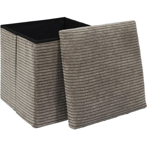 Coffre pouf pliable cotele taupe 38x38x38 cm