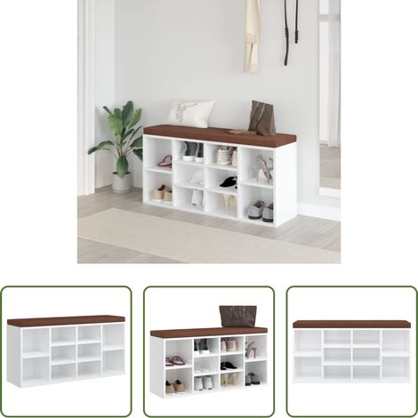 vidaXL Holzschuhbank -  Schuhbank Hochglanz-Weiß 103x30x48 cm Holzwerkstoff (1/5)