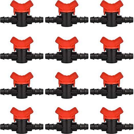 12 Pcs Robinet De Jardin Pour Tuyau, Tuyau Vanne D'irrigation 16 16mm Robinet D'arrt Raccord En Plastique Pour Le Contrle Extrieur De La Vanne D (1/5)