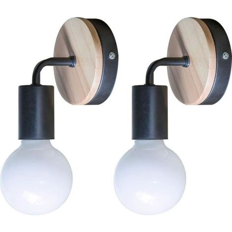 Applique murale LED noire E27 pour chambre d'enfant, bar, hôtel - Style grenier (ampoule non incluse) (1/4)
