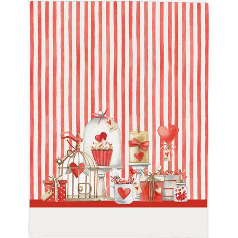 Canovaccio da cucina in tessuto Secret Love Righe Rosse (1/2)