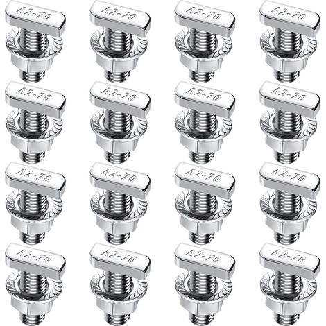 Vis à tête Marteau M10x25 en Acier Inoxydable A2-70, 16 pièces Vis à tête Marteau avec écrous de Blocage, écrous à Bride, vis de Suspension M10 pour Rails de Montage solaires PV (1/5)