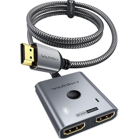 Switch HDMI 4K 60Hz Câble Tressé Fixe 1M, Coquille en Aluminium Bidirectionnel Commutateur HDMI Splitter 2 Entrées 1 Sortie, Compatible avec 5/4, Xbox, Roku, Fire Stick, Switch (1/5)