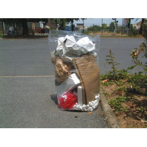 sac poubelle transparent 110 lplan vigipirate - carton de 200 sacs