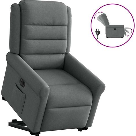 Relaxsessel mit Aufstehhilfe Elektrisch Dunkelgrau Stoff