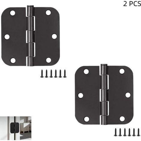 2 cerniere per porte in nero opaco, con cuscinetti a sfera, 8,9 x 8,9 cm (raggio 5/8 di pollice), per porte interne (8,9 x 8,9 cm), modello standard per porte residenziali e commerciali (1/5)