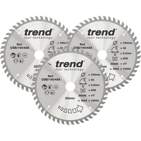 lames de scie circulaire pour bois, 160 mm, 48 dents, lot de 3 (1/5)