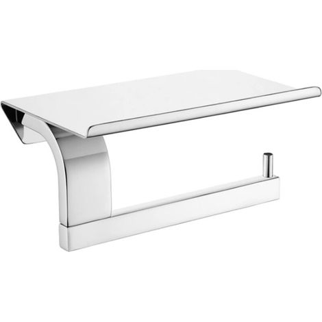 Porta carta igienica classico con ripiano in acciaio inox Porta rotolo di carta igienica Montaggio a parete Accessori per il bagno WC, argento