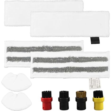 10-teiliges Set für Kärcher SC1/SC2/SC3/SC4/SC5/SV7 Easyfix: 2 Bodentücher, 2 Poliertücher, 2 Handdüsen, 4 Rundbürsten