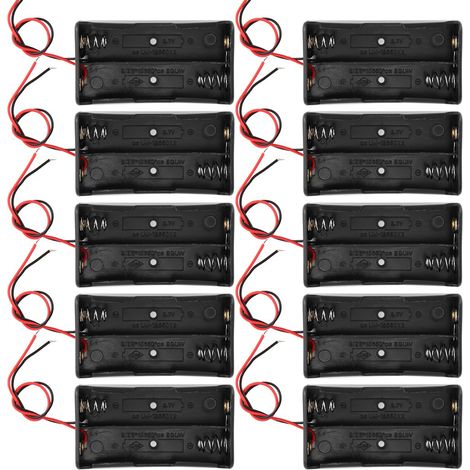 10 boîtiers noirs haute résistance pour 2 piles 18650 3,7V, rangement et protection (1/5)