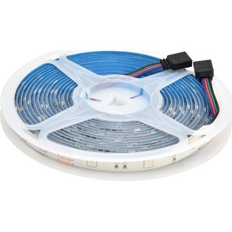Bande lumineuse RGB 5 m, alimentation USB, intensité variable, contrôle Bluetooth via application, musique, ruban lumineux souple (1/5)