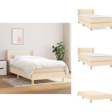 Boxspringbett mit Matratze Creme 80x200 cm Stoff - Boxspringbett - Betten - Schlafräume - Cremefarbenes Bett - Massivholzbette (1/5)