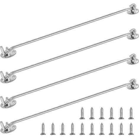 Crochets de tempête en acier inoxydable massif, 4 pièces, 16 pouces, pour fenêtres, crochets de fixation robustes pour store, résistants aux intempéries. (1/5)
