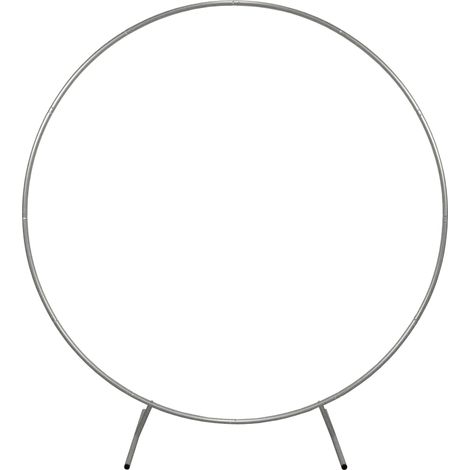 Arco de Boda Globo Estructura Cenador Redondo Exterior Fondo Flor Círculo Trasfondo Fiesta Decoración Floral Soporte De Suelo Fiesta de Bebé Cumpleaños Bautismo Plateado 2m/200cm