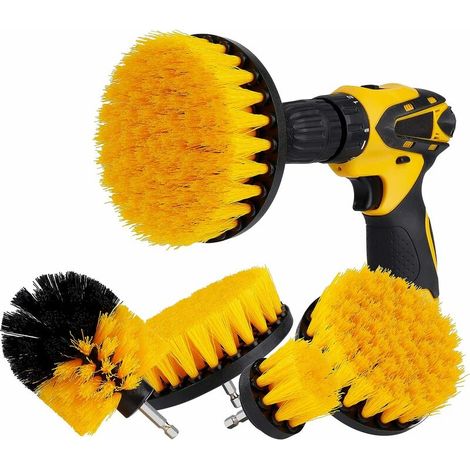 royaluxe - pièces brosse de nettoyage perceuse brosse pour tapis de voiture baignoire cuisine carrelage toilette jaune (1/5)