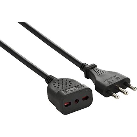 Prolunga elettrica lineare 5 m bivalente 10 16a cavo h05vv-f 3g1 nera electraline 46122 (1/3)