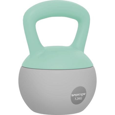 12KG Soft Kettlebell-Kettlebell with Non-Slip Handle for Home Gym-Weight Lifting-Strength Training-Green/Grey (1/5)