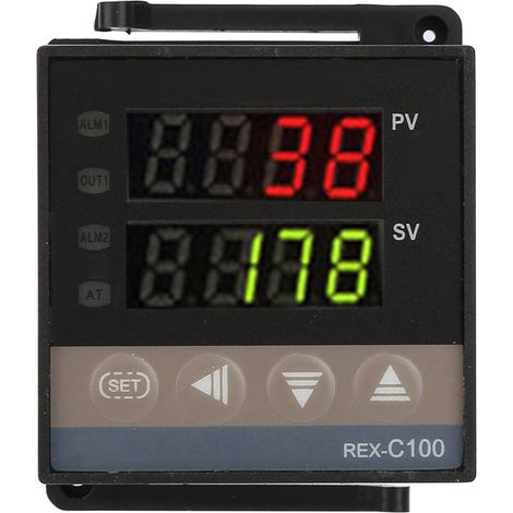 Régulateur de température thermostat PID à affichage LED numérique avec alarme REX C100 0 à 1300 °C kit 110-240 V CA (1/5)