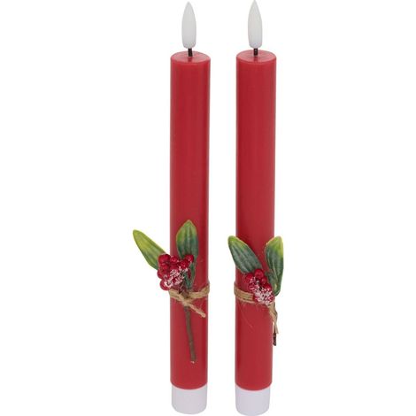 Lote de 2 velas LED Lupa en forma de barra, de color rojo - Atmosphera créateur d'intérieur (1/5)