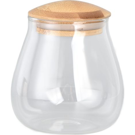 Bocal en verre transparent en forme de champignon avec couvercle hermétique, boîte de rangement pour haricots, contenant alimentaire de 900ml pour thé et grains de café. (1/5)