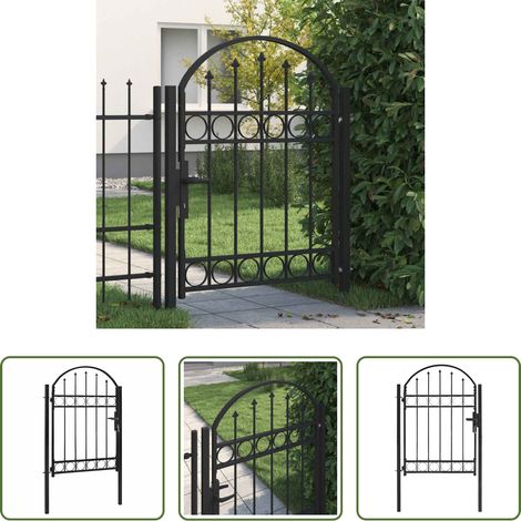 vidaXL Gewölbtes Tor - Gartentor Assen mit Bogenabschluss Stahl 102 x 125 cm Schwarz (1/5)