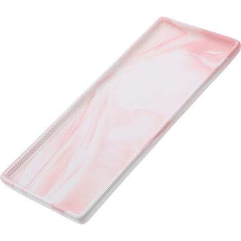 Plateau de Rangement Salle de Bain Effet Marbre Rose, Grand Format, Céramique, pour Cosmétiques, Articles de Toilette et Bijoux, Accessoire Polyvalent pour Hôtel et Salle de Bain'-'- (1/5)