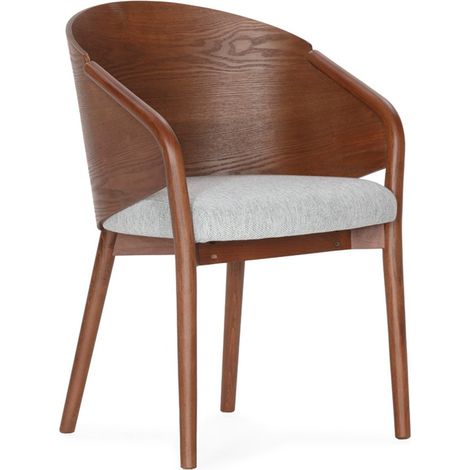 Chaise en hêtre et tissu au design enveloppant - Noyer/Blanc (1/5)