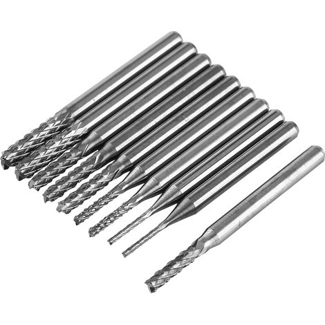 Lot de 10 fraises à graver en carbure de tungstène, diamètres de coupe : 1,0 1,5 2,0 2,5 3,0 mm (1/5)