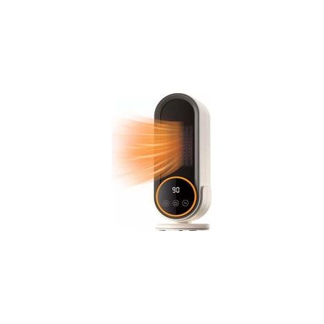 Chauffage d'appoint, céramique PTC à chauffage rapide, 1200 W, chauffage portable écoénergétique avec thermostat réglable, télécommande et minuterie intelligente, idéal pour (1/5)