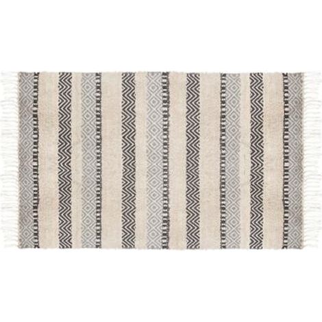 Tapis Déco en Coton "Vague" 90x150cm Bleu (1/2)