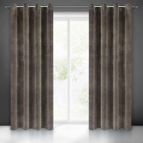 Eurofirany Villa - Tenda in velluto morbido, 10 occhielli, 1 pezzo, elegante, liscia, tinta unita, morbida, moderna, classica, per soggiorno, camera da letto, lounge, grafite, grigio, 140 x 250 cm (1/5)