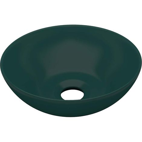 Waschbecken/Waschmuschel/Waschtisch Keramik Dunkelgrün Rund (1/5)