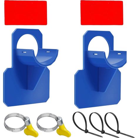 Lot de 2 accessoires de piscine bleus, compatibles avec support de tuyau de 38 mm, y compris 2 colliers de serrage, 3 bandes et 2 autocollants adhésifs, systèmes de tuyaux (1/5)