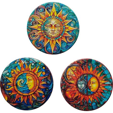 Set de 3 imanes de cerámica sol vidriera turquesa 7 cm (1/4)
