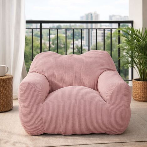 Fauteuil Pouf Poire XXL avec Accoudoirs – Rose – Pouf Relax Ergonomique pour Salon
