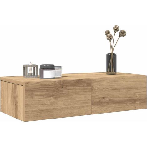 vidaXL Wall Shelf with Drawers Artisian Oak 60x26,5x15 cm Engineered Wood