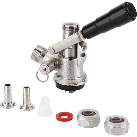 Acoplador tipo S, grifos para barriles de cerveza con válvula de seguridad de alivio de presión. Acoplador dispensador de cerveza para barriles. Sistema tipo S con asa negra para sistemas de elaboraci (1/5)