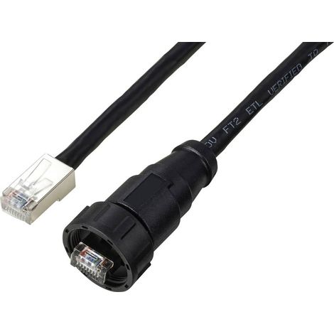 TRU COMPONENTS TC-E13T-MR6-MCA/NCA-0.5PV-S Câble RJ45 droit, IP67 (filetage), CAT6A, 0,5 m TC-13543632 Nombre de pôles (1/3)