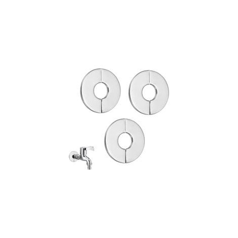 Lot de 3 cache-trous de valve autocollants en acierinoxydable，pour tuyau de rosace mitigeur douche，cache tuyau，cache trou mur ect.