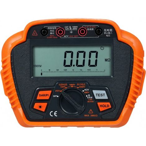 Testeur de résistance d'isolement NJTY 2500 V, mégohmmètre numérique MAX 200 GΩ, mesure du rapport d'absorption des faibles résistances (1/5)