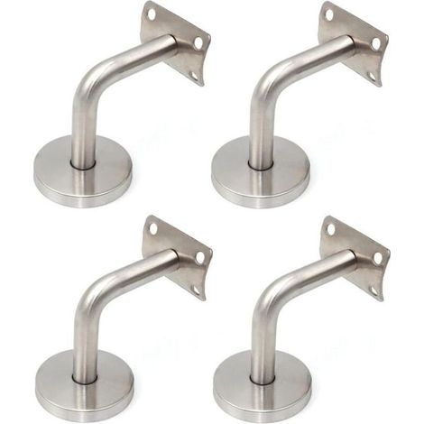 4 Pièces Supports de Rampe d'escalier en Acier Inoxydable Balustrade Murale Support de Tube 90° Supports de Main Courante pour Fixation Murale Escalier Support Mural de Garde-Corps Supports Mur (1/4)