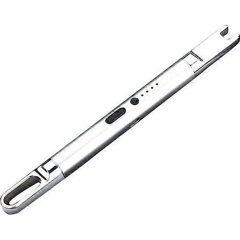 Briquet électronique portable pour réchaud, briquet ARC pour barbecue, briquet à plasma pulsé coupe-vent, briquet sans flamme rechargeable par USB, argent (1/5)