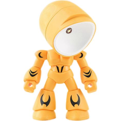 Veilleuse robot pour chambre d'enfant, mignonne, rechargeable par USB, lampe de bureau LED respectueuse des yeux, décoration esthétique pour chambre d'enfant et dortoir, jaune (1/5)