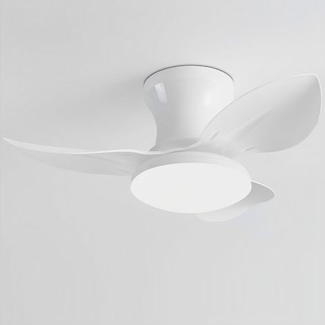 Plafonnier Ventilateur 65 cm avec Lumière LED, Ventilateur de Plafond Silencieux, Télécommande et Lames ABS pour Chambre et Hôtel(Blanc)