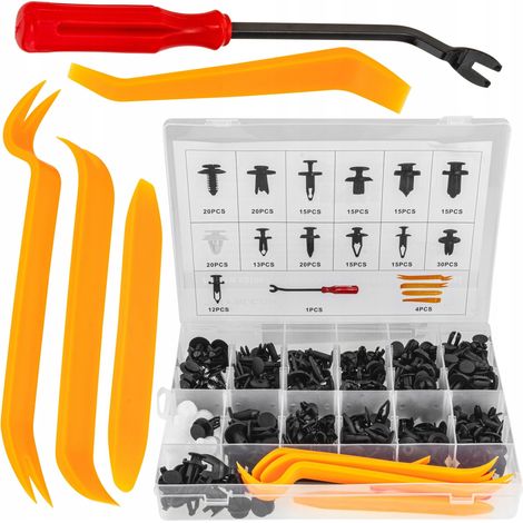 CLIPS PINES CLIPS AUTOMOTRICES UNIVERSALES 229 PIEZAS + DESMONTADORES DE TAPICER脥A (1/4)