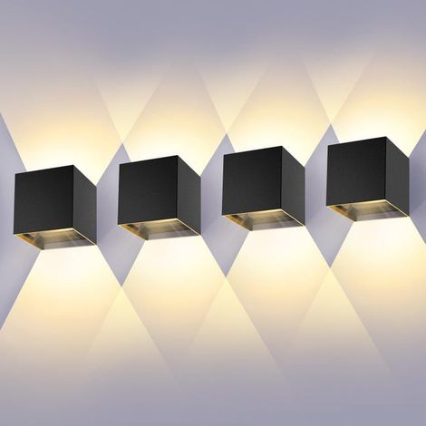 4 Apliques de Pared 12W, Luz Cálida – LED Modernos, Iluminación Exterior e Interior (1/5)