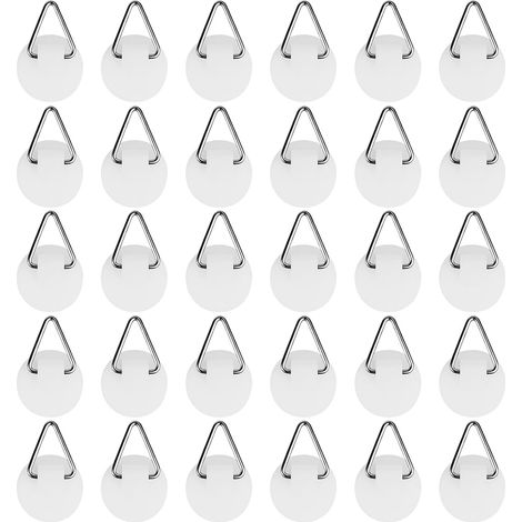 Lot de 30 Crochet Autocollant pour Tableau, Crochets Muraux Adhésifs pour Cadres Photos, Accroches Solides 6kg Maximale, Installation Facile sans Outils (Petit Cercle) (1/5)