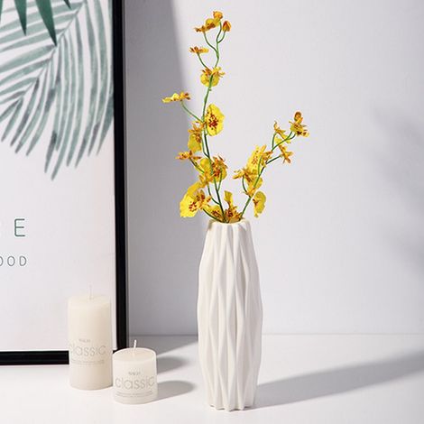 Vase À Fleurs - En Plastique Blanc Laiteux - Design Minimaliste Pour Table Ou Étagère - Idéal Décoration Intérieure - 1 Pièce (1/5)
