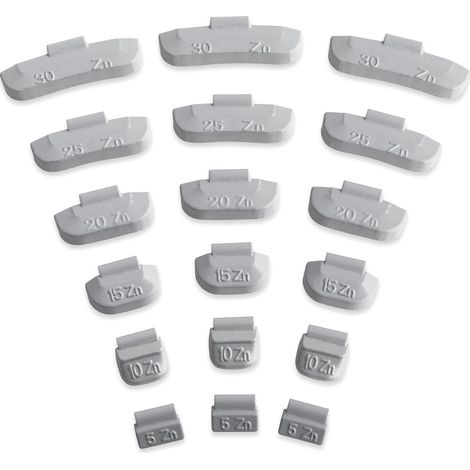 225 Poids à Percussion pour Jantes en Acier 50 de 5 g, 10 g, 15 g 5 de 20 g, 25 g et 30 g chacune (1/5)