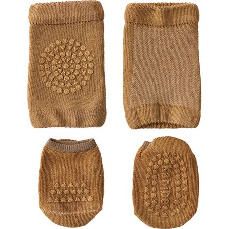 1 ensemble de genouillères antidérapantes et de chaussettes antidérapantes pour bébé (couleur neutre), chaussettes antidérapantes pour enfant (1/5)